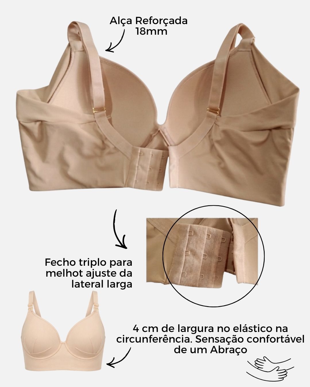 suti&atilde; plus size nude al&ccedil;a larga refor&ccedil;ado sustenta&ccedil;&atilde;o